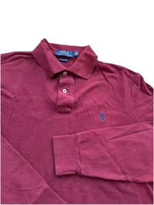 Polo Ralph Lauren Langarm Poloshirt Herren Gr. Medium Baumwolle Burgund Pony " - Bild 1 von 6