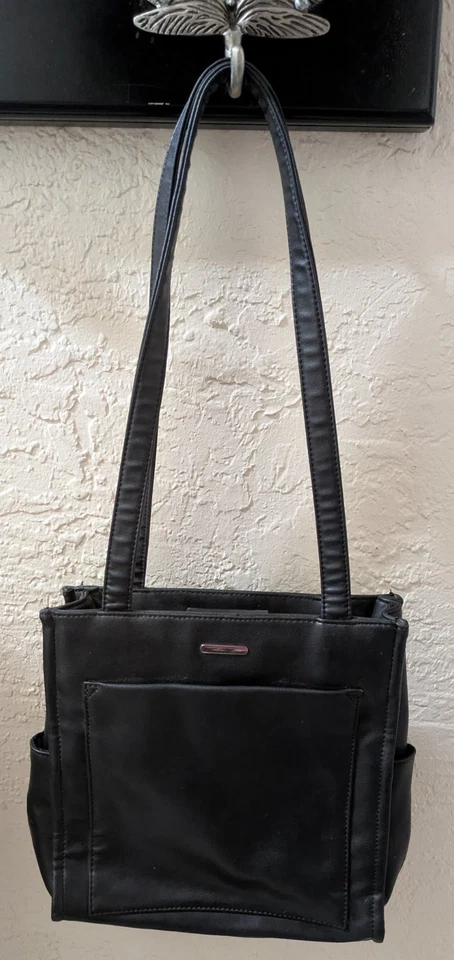 Bolso de Hombro Vintage St Johns Bay Imitación Cuero Negro Clásico Negro Cartera Y2K Foto 1 de 4