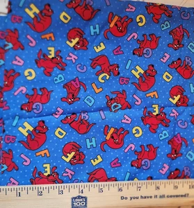Vintage Cotton 4+ Yrd X 44" VIP Fabric Clifford The Big Red Dog - Picture 1 of 8