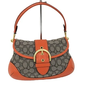 Coach CJ814 Orange Soho Signature Jacquard Top Handle Shoulder Bag - Picture 1 of 9