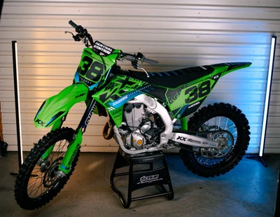 Plastics + PRIZM Graphics + Seat cover Kawasaki KX 450 F KX 250 F  decals - Image 1 of 4