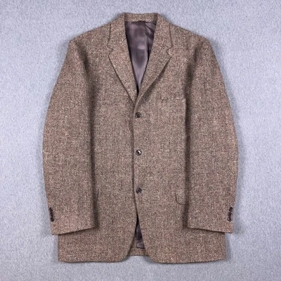 Abrigo deportivo Harris Tweed de colección para hombre 43 (?) Espiga marrón 100 % lana escocesa Foto 1 de 4