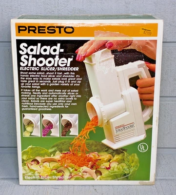 PRESTO Salad Shooter Electric Slicer/Shredder 02910 Vintage 1989 NEW Opened Box - Image 1 of 4