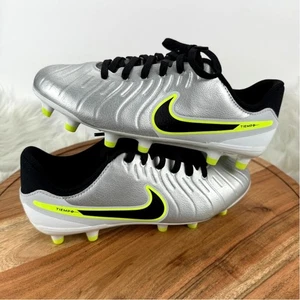 Nike Tiempo Legend 10 Club Youth 5.5Y Silver Volt Black Soccer Cleats NWB - Picture 1 of 11