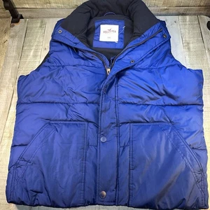 Hollister Blue Puffer Vest XXL Men’s Zip Up Quilted Sleeveless Winter Jacket - Picture 1 of 4