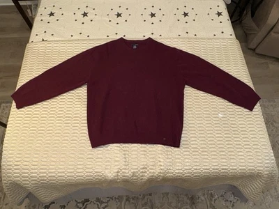 Basic Editions 100% Cashmere Crewneck Sweater – Men’s XL – Burgundy - Image 1 of 3
