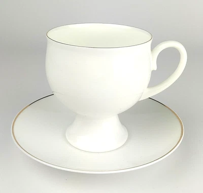 Lomonosov Tasse / Untertasse  Goldrand Weiß Kakau Kaffe UDSSR Russland  - Bild 1 von 4