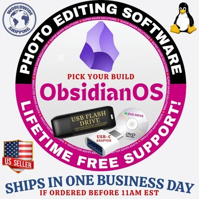 OBSIDIAN LINUX OS | NEWEST BUILDS ISO | DVD, USB + COMBOS | FAST SHIPPING - Image 1 of 4