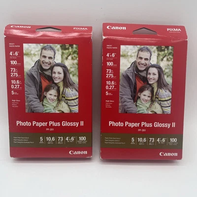 Lot of 2- Canon PP-201 Photo Paper Plus Glossy II, 4x6 inch- 100 Sheets Unopened - Image 1 of 4