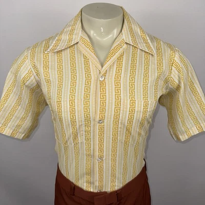 Camisa Flecha Para Hombres Vintage Años 60 70 Sanforizada Disco Hippy Nik Woodstock MCM Mediana Foto 1 de 4