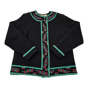 Salzburger Austria Halle Bros Womens 100% Shetland Wool Heavy Button Coat Floral - Picture 1 of 9