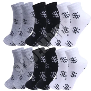 3/6/12 pares para hombre tobillo/cuarto tripulación letreros de dólar calcetines deportivos algodón corte bajo - Imagen 1 de 4