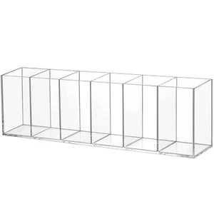 Acrylic Organizer Pencil, Pen Holder 6 Compartments Makeup Brush Stationery - Picture 1 of 7