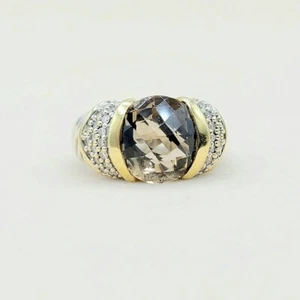 David Yurman Capri Ring With Smoky Quartz Gold And Diamonds - Picture 1 of 11