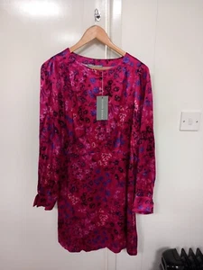 Oliver Bonas Women's Pink Floral Satin Mini Dress UK 12 - Picture 1 of 7