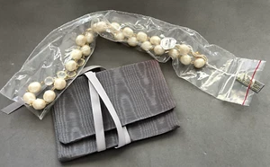 1990's GIVENCHY Bezel Crystal Faux Baroque Pearl 24" Necklace w/Pouch NWT - READ - Picture 1 of 11