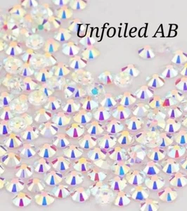 Unfoiled Crystal AB Flat back Rhinestones - Picture 1 of 1