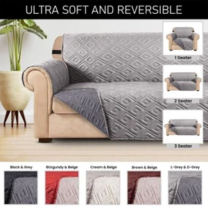 Reversible Sofa Slip Covers Waterproof Couch Cover Pet Protector Quilted Throws - Picture 1 of 71