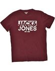JACK & JONES Mens Graphic T-Shirt Top XL Burgundy AZ10