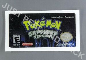 GBA Pokemon Sapphire Version Replacement Label Decal foil Metalic Sticker