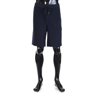 BRIONI 1250$ Drawstring Shorts - Blue Silk & Cotton Knit - Image 1 of 4