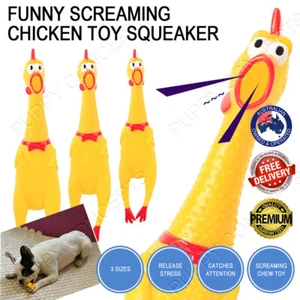 Funny Screaming Chicken Toy Squeaker Shrilling Pet Dog Bite Squeeze Rubber Chew - Picture 1 of 13