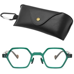 Fashion Eyeglasses For Men Women Clear Lens Vintage Polygon Glasses Frames Pouch - Picture 1 of 1