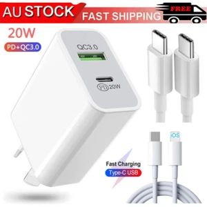 Dual Port USB-C Type C Fast Charging PD 20W QC 3.0 Wall Adapter Charger AU Plug - Picture 1 of 45