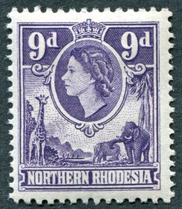 NORTHERN RHODESIA 1953 9d violet SG69 mint MH FG Queen Elizabeth II #A02 - Picture 1 of 1