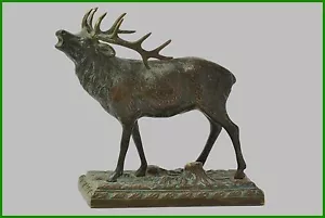 Vintage Poland Bronze Sculpture Deer Hallmarked Patina (2231) - Picture 1 of 11