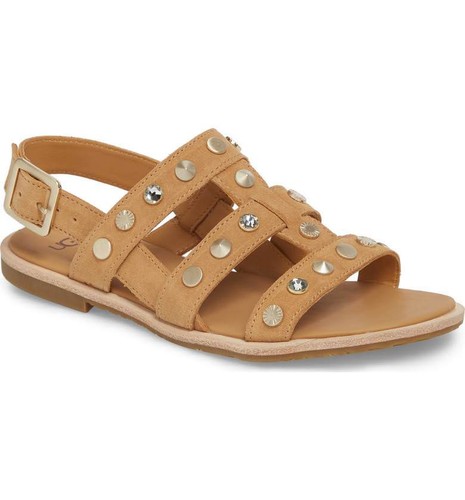 Sandali donna Zariah in pelle con borchie scamosciata latte nuovi con scatola UGG
