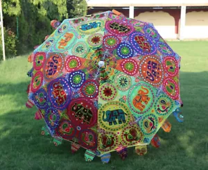 Indischer Gartenschirm groß Hochzeitsschirm Sonnenschirme Stickerei Deko - Bild 1 von 2