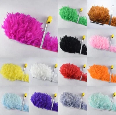 CRAFTY-BOX 1 Meter Fluffy Turkey Feather Trimmings Trim Fringe Cloth Clothing Costume