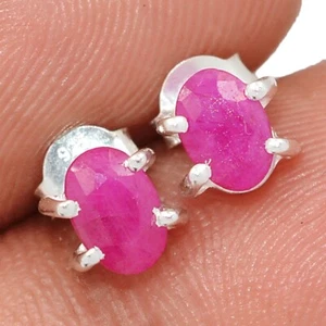 Natural Ruby 925 Sterling Silver Earrings Stud Jewelry CE47808 - Picture 1 of 1