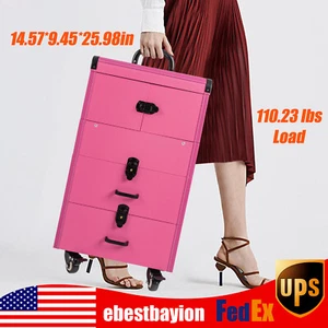 Large Capacity Rolling Makeup Train Case Cosmetic Organizer Trolley MakeupArtist - Picture 1 of 24