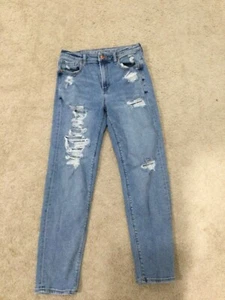 American Eagle Distressed Mom Jeans Light Wash Stretch Gr. 2 - Bild 1 von 6