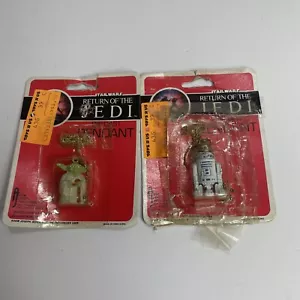 1983 Star Wars The Return Of The Jedi Die Cast Pendant Yoda/R2-D2 - 2x Lot - Picture 1 of 7