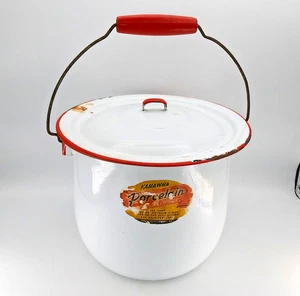 Vintage 1920s Kanawha Porcelain Enamelware CHAMBER POT pail with handle - READ - Picture 1 of 18