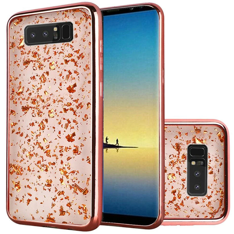 Funda híbrida GSA Frozen Glitter para Samsung Galaxy Note 8 - oro rosa Foto 1 de 1
