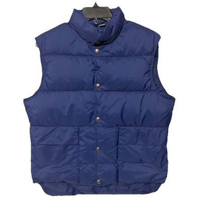 Vintage LL Bean Puffer Vest Goose Down Snap Button Made in USA Blue Men M - Image 1 of 4