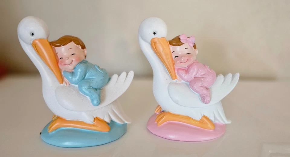 Tortenzubehör, Storch mit Baby ROSA - Bild 1 von 1