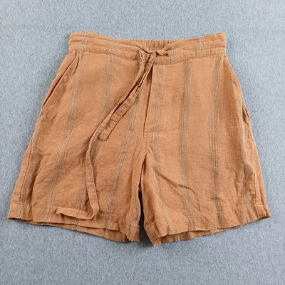 Morrison Shorts Womens Size 1 Brown 100% Linen Striped High Waist Casual Boho - Image 1 of 4
