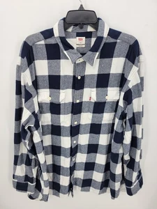 Levis Shirt Mens XXL 2XL Black White Buffalo Check Flannel Button Up Long Sleeve - Picture 1 of 9