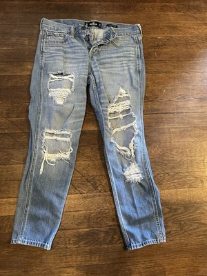 Hollister Distressed Low Rise Boyfriend Jeans Size 5 - Image 1 of 4