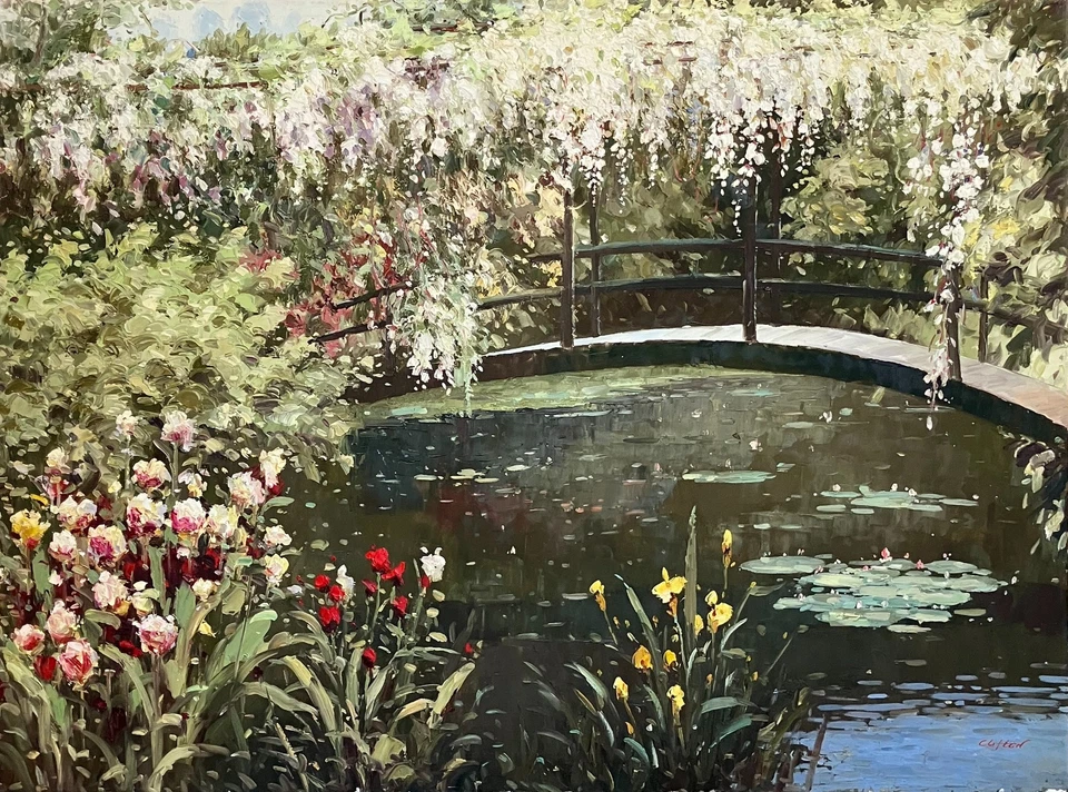 Pintura al óleo original - Puente de glicinia de Clifton - estirado - 30x40 pulgadas Foto 1 de 1