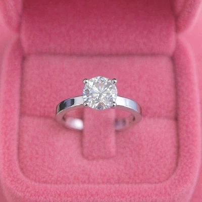 1.00CT Round Natural Diamond Engagement Dainty Gift Ring 14k White Gold - Image 1 of 4