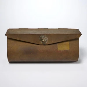 Brass Lions Head Vtg Rectangular Letter Holder Mailbox Iris Apfel 10.75"w - Picture 1 of 5