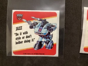 TRANSFORMERS G1 1985 Milton Bradley ACTION CARDS JAZZ Motto Sticker Hasbro - Picture 1 of 1