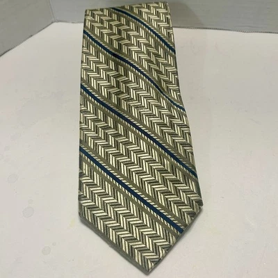 "Corbata Robert Talbot mejor de su clase beige oliva chevron seda cosida a mano 60"" EE. UU." Foto 1 de 4