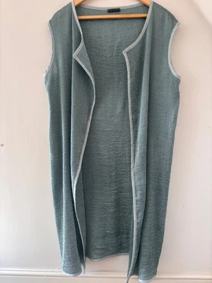 oska linen silk long crinkle waistcoat - Image 1 of 4